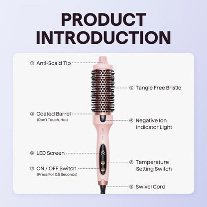 Thermal Brush 1 1/2 Inch Ionic Heated Round Brush (PINK)